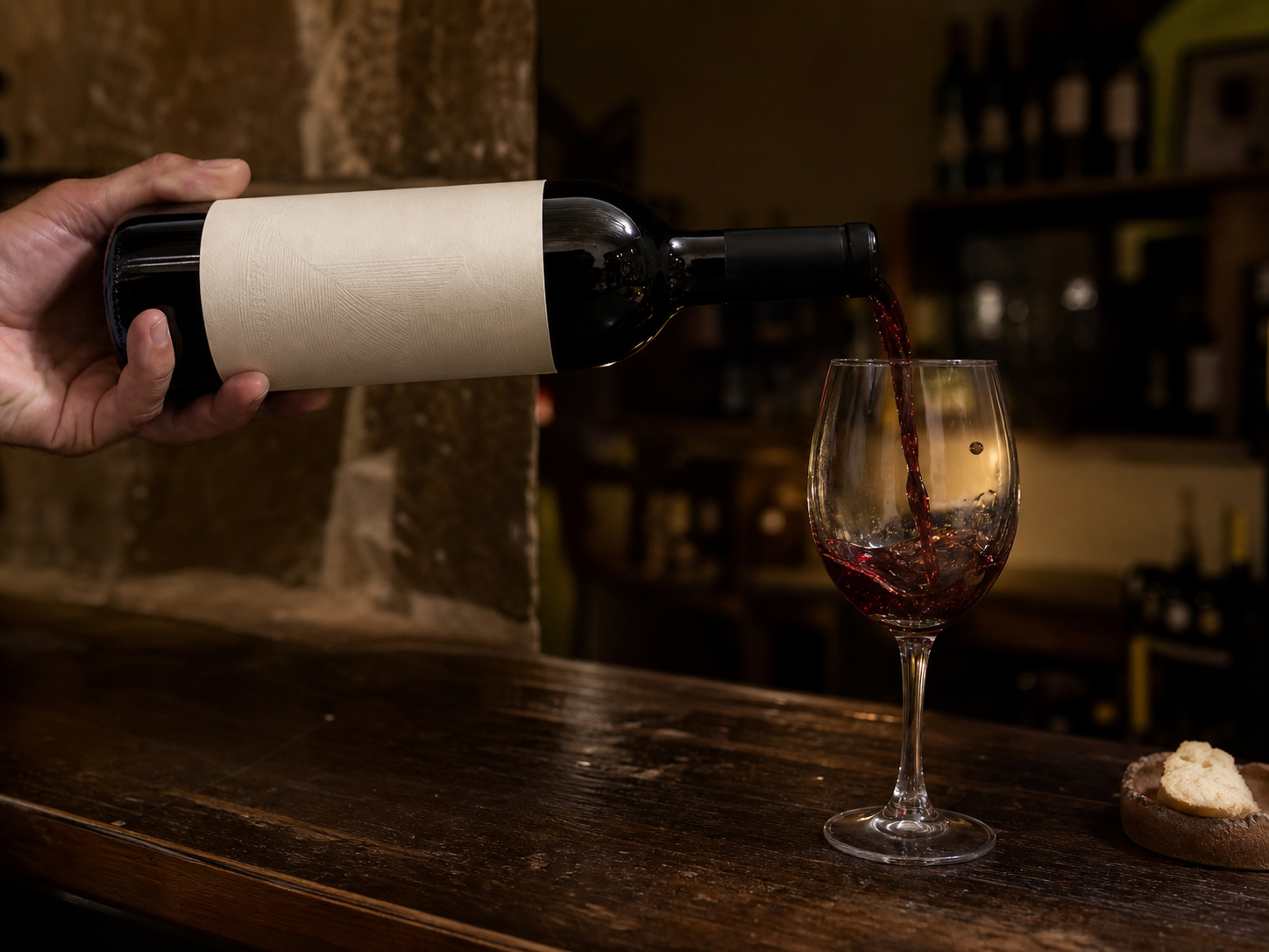 Pouring Bodeguita Canaria Malpais Tinto into a wine glass